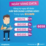 Khuyến mãi Vinaphone tặng 100% data DK gói BIG 21/10 & 22/10