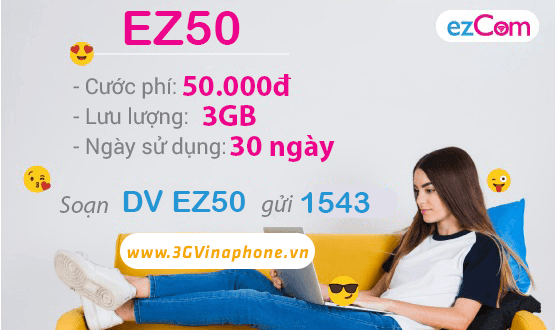 Cách đăng ký gói EZ50 Vinaphone cho Ezcom Giá Rẻ 50.000đ