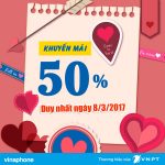 Khuyến mãi Vinaphone ngày 8/3/2017 tặng 50% giá trị thẻ nạp