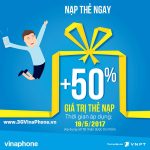 Khuyến mãi Vinaphone ngày 19/5/2017 ưu đãi đến 50% giá trị nạp