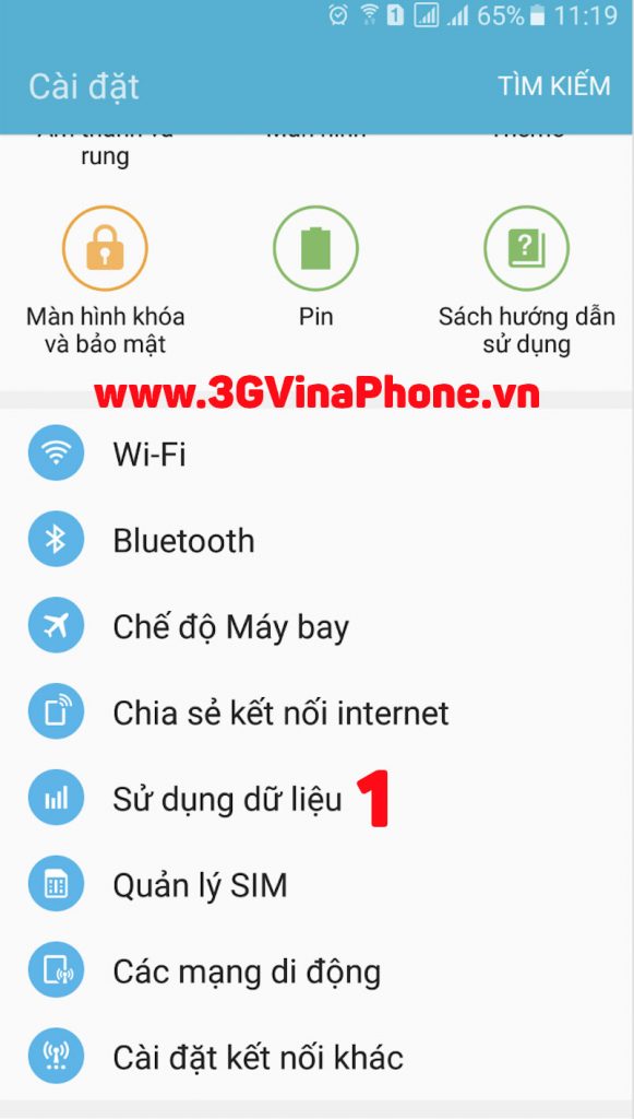 Cách Bật/Tắt mạng 3G VinaPhone để sử dụng dịch vụ: