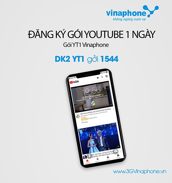 Đăng ký gói cước YT1 Vinaphone gói Youtube 1 ngày 10.000đ