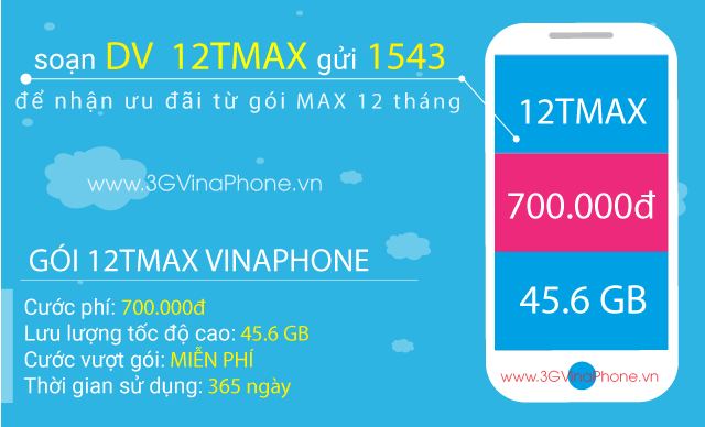 Đăng ký gói  cước 12TMAX Vinaphone Gói MAX Vinaphone 12 tháng trọn gói