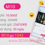 Cách đăng ký gói cước M10 Vinaphone giá rẻ 10.000đ/tháng nhận 200MB data