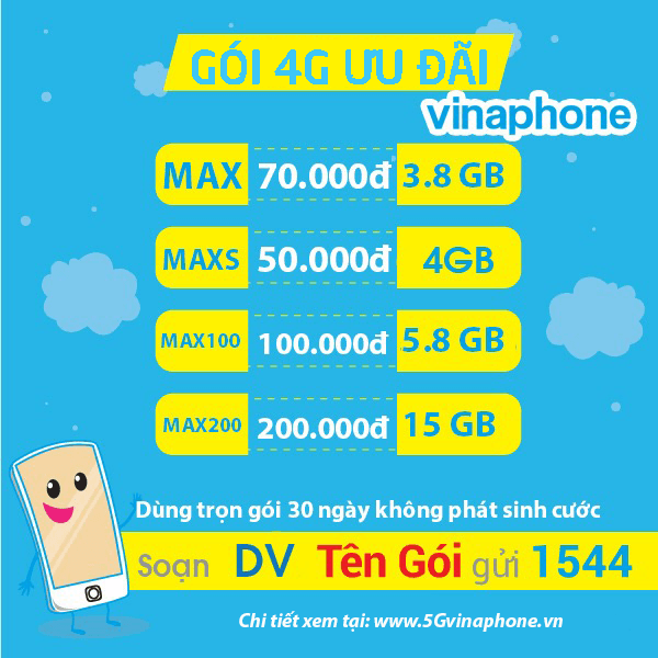 Tổng hợp các gói cước 5G Vinaphone Giá Rẻ Data Khủng 2018