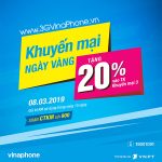 Vinaphone khuyến mãi ngày vàng 8/3/2019 tặng 20% giá trị thẻ nạp