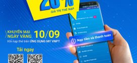 Vinaphone khuyến mãi cục bộ ngày 10/9/2019 tặng 20% giá trị thẻ nạp qua My VNPT