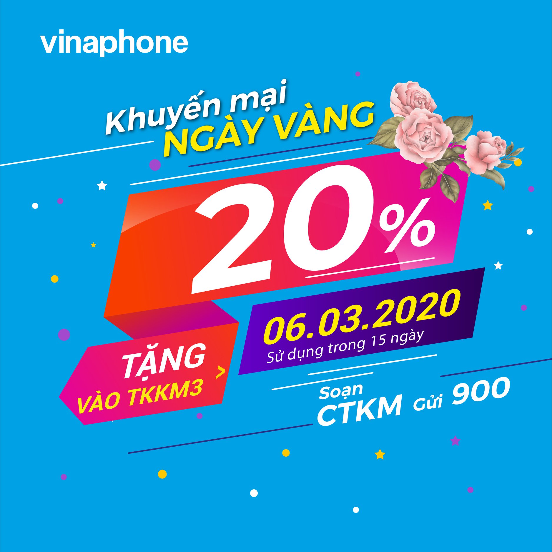 Vinaphone khuyến mãi ngày vàng 6/3/2020 tặng 20% giá trị thẻ nạp