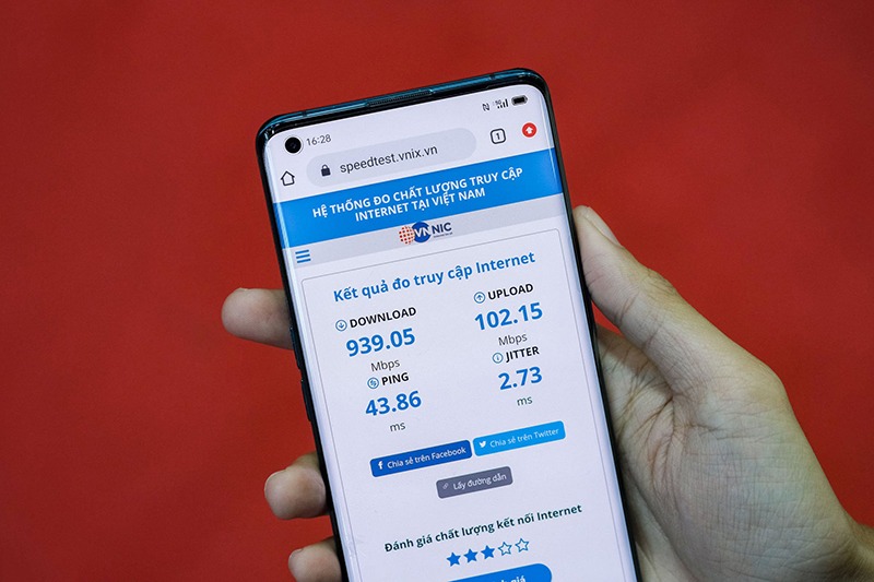 Tốc độ 5G VinaPhone siêu nhanh tại TP Hồ Chí Minh trên OPPO Find X2