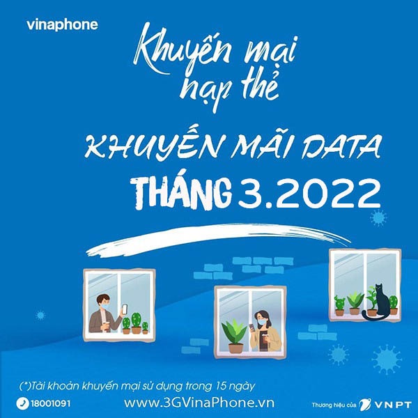 Lịch khuyến mãi VinaPhone tháng 3/2022 tặng 20% - 50% thẻ nạp, data
