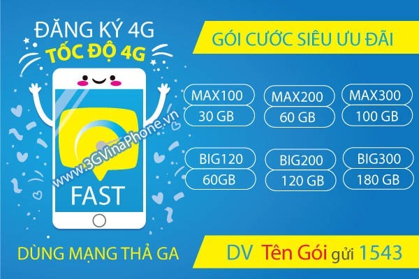 Cách đăng ký 3G 4G VinaPhone 50k 1 tháng