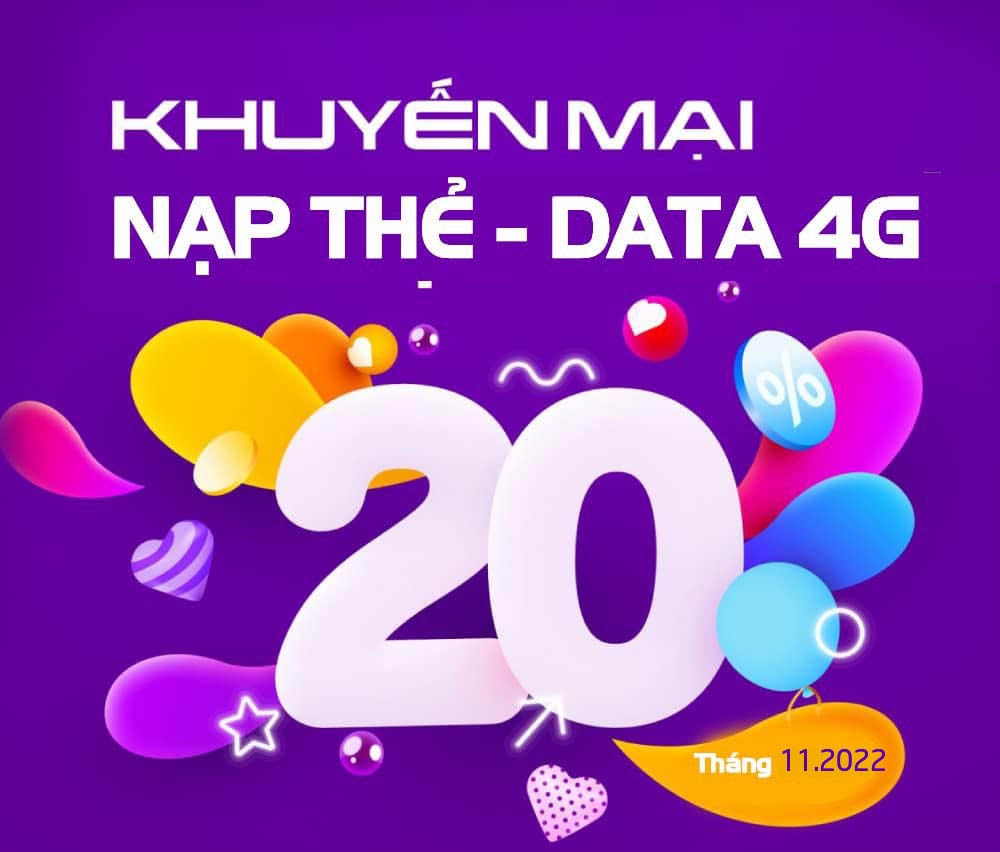 Lịch khuyến mãi VinaPhone tháng 11/2022 tặng 20% đến 50% thẻ nạp, data
