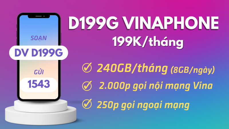 Cách đăng ký gói cước D199G Vinaphone rinh data và gọi miễn phí 